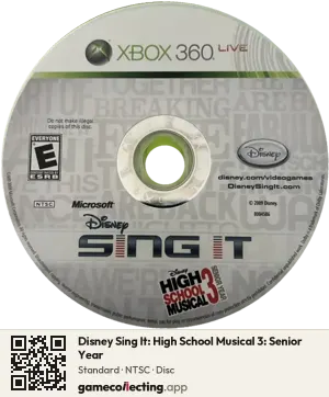 Disney Sing It: High School Musical 3: Senior Year Xbox 360, NTSC disc