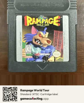 Rampage World Tour Game Boy Color, NTSC cartridge label