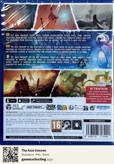 The Axis Unseen PlayStation 5, PAL box back