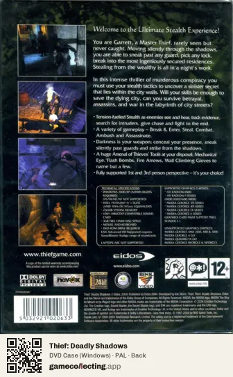 Thief: Deadly Shadows Computer, PAL box back