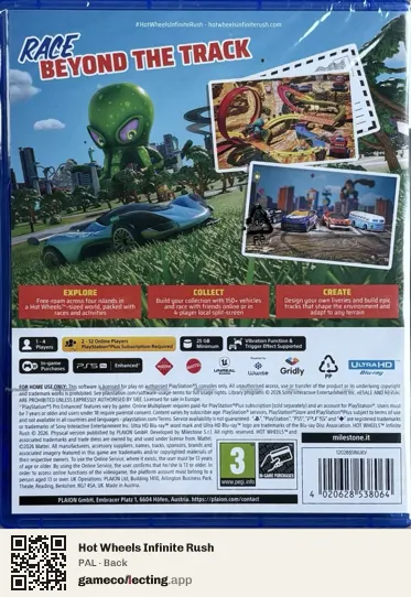 Hot Wheels Infinite Rush PlayStation 5, PAL box back