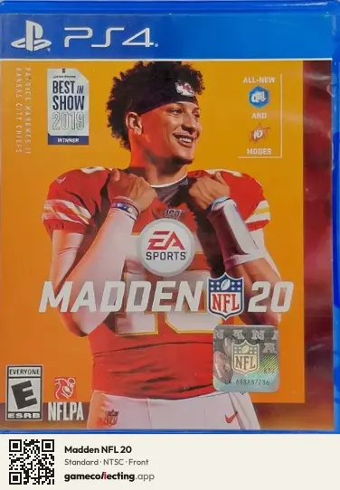 Madden NFL 20 PlayStation 4, NTSC box front