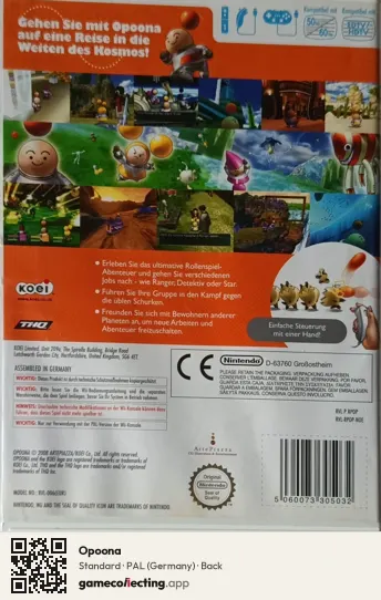 Opoona Nintendo Wii, Germany box back