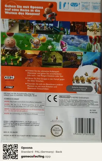Opoona Nintendo Wii, Germany box back