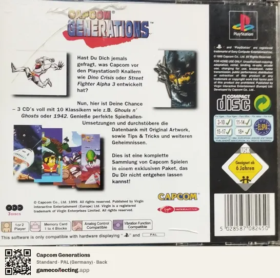 Capcom Generations PlayStation, Germany box back