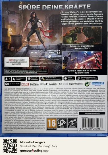 Marvel's Avengers PlayStation 5, Germany box back