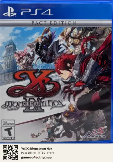 Ys IX: Monstrum Nox PlayStation 4, NTSC box front