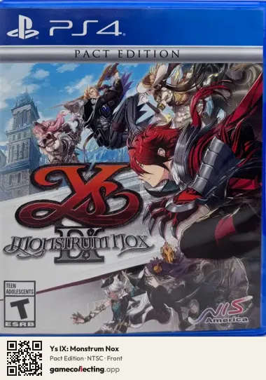 Ys IX: Monstrum Nox PlayStation 4, NTSC box front