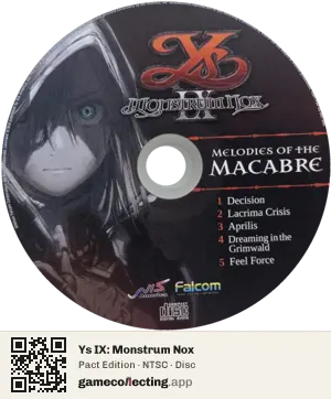 Ys IX: Monstrum Nox PlayStation 4, NTSC disc