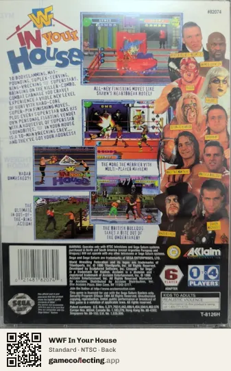 WWF In Your House Sega Saturn, NTSC box back