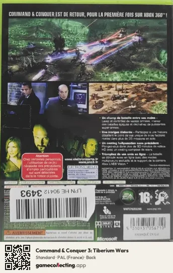 Command & Conquer 3: Tiberium Wars Xbox 360, France box back