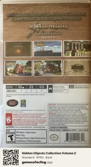 Hidden Objects Collection Volume 2 Nintendo Switch, NTSC box back