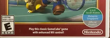 New Play Control! Mario Power Tennis, the ESRB box on its front