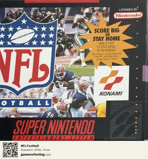 NFL Football Super Nintendo Entertainment System, NTSC box front