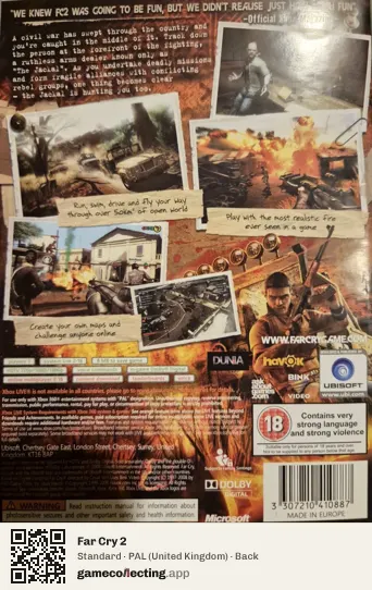 Far Cry 2 Xbox 360, United Kingdom box back