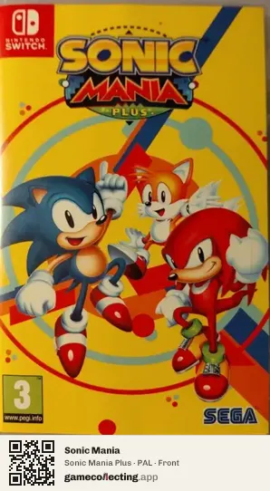 Sonic Mania Nintendo Switch, PAL box front
