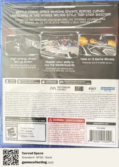 Curved Space PlayStation 5, NTSC box back