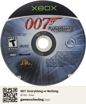 007: Everything or Nothing Xbox, NTSC disc