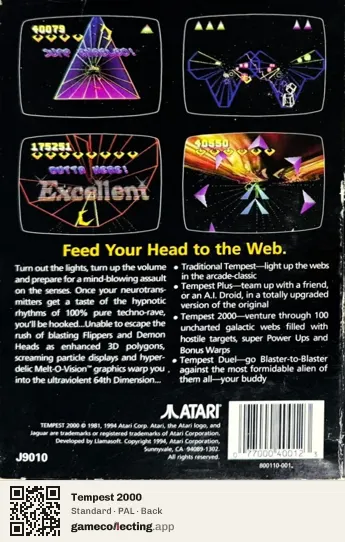 Tempest 2000 Atari Jaguar, PAL box back