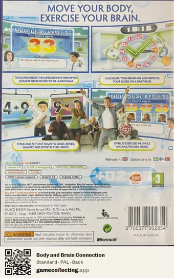 Body and Brain Connection Xbox 360, PAL box back