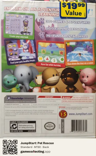 JumpStart: Pet Rescue Nintendo Wii, NTSC box back