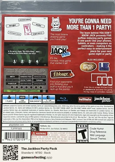The Jackbox Party Pack PlayStation 3, NTSC box back