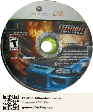 FlatOut: Ultimate Carnage Xbox 360, NTSC disc