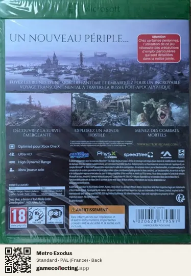 Metro Exodus Xbox One, France box back