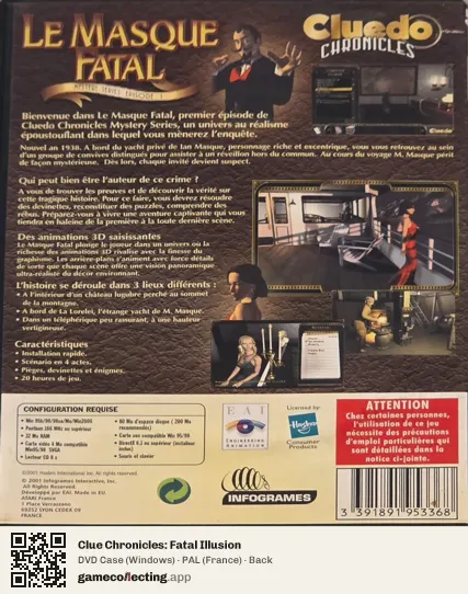 Clue Chronicles: Fatal Illusion Computer, France box back