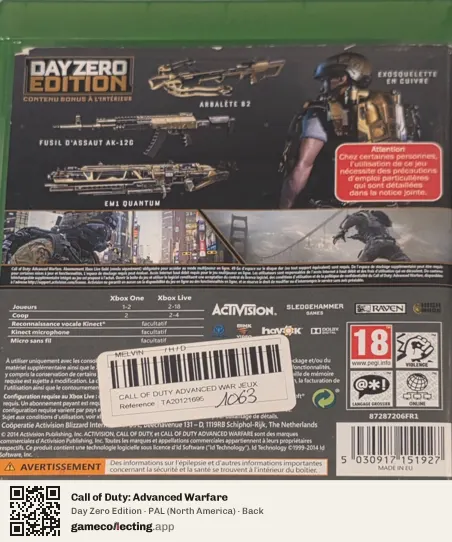 Call of Duty: Advanced Warfare Xbox One, North America box back