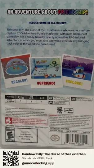 Rainbow Billy: The Curse of the Leviathan Nintendo Switch, NTSC box back