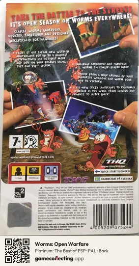 Worms: Open Warfare PlayStation Portable, PAL box back