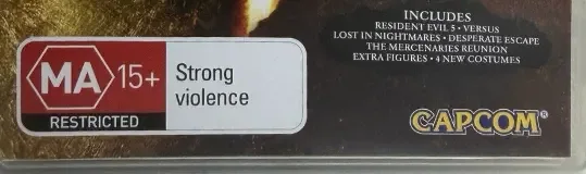 Resident Evil 5, the Australian classification mark on its front