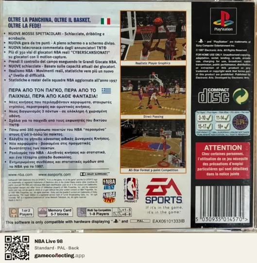 NBA Live 98 PlayStation, PAL box back