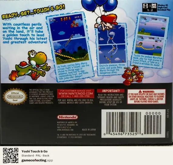 Yoshi Touch & Go Nintendo DS, PAL box back