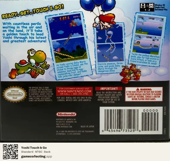 Yoshi Touch & Go Nintendo DS, NTSC box back
