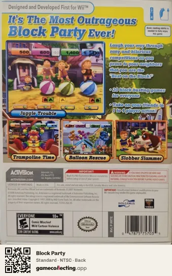 Block Party Nintendo Wii, NTSC box back