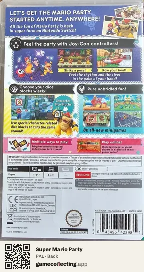 Super Mario Party Nintendo Switch, PAL box back