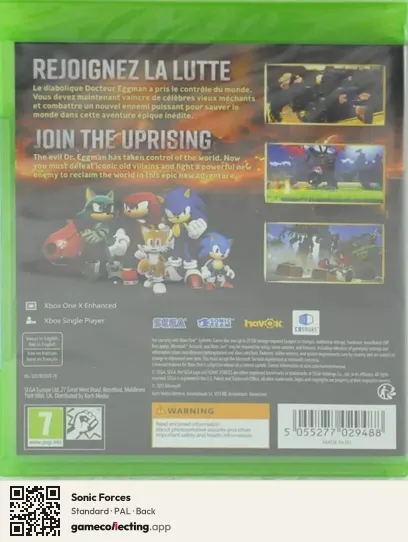 Sonic Forces Xbox One, PAL box back