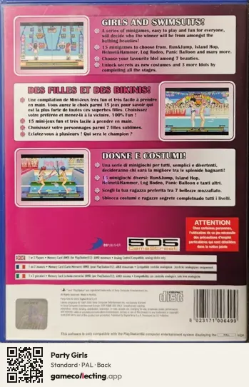 Party Girls PlayStation 2, PAL box back