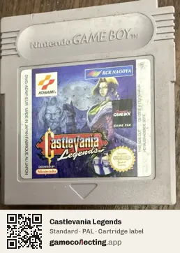 Castlevania Legends Game Boy, PAL cartridge label