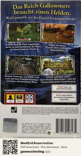 MediEvil Resurrection PlayStation Portable, Germany box back