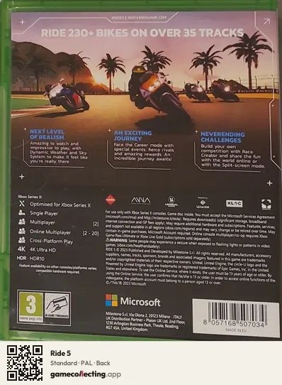 Ride 5 Xbox Series X, PAL box back