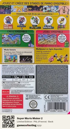 Super Mario Maker 2 Nintendo Switch, France box back