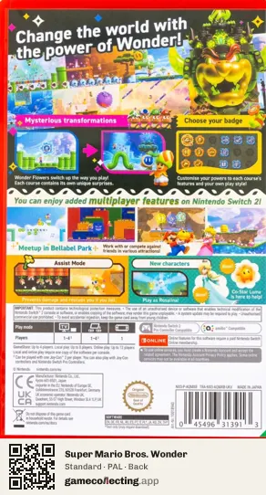 Super Mario Bros. Wonder Nintendo Switch 2, PAL box back
