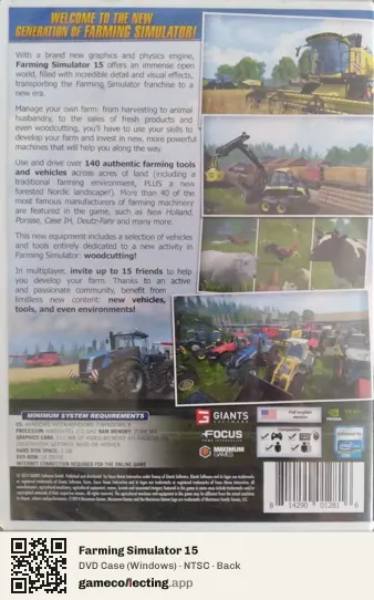 Farming Simulator 15 Computer, NTSC box back