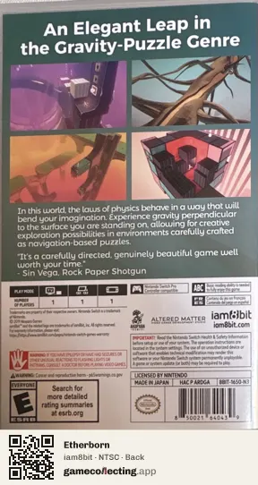 Etherborn Nintendo Switch, NTSC box back