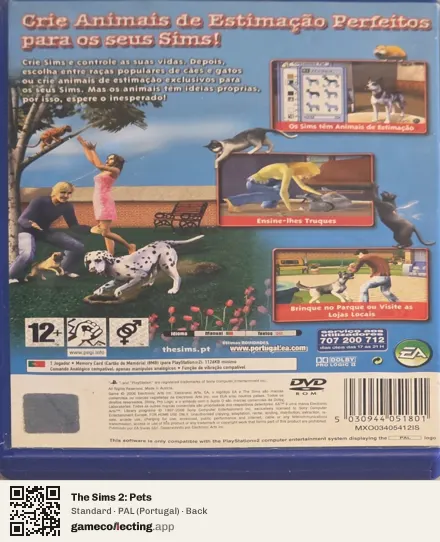 The Sims 2: Pets PlayStation 2, Portugal box back