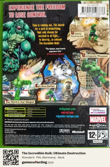 The Incredible Hulk: Ultimate Destruction Xbox, Germany box back