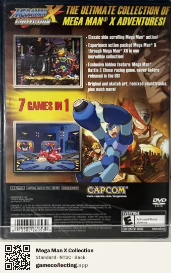 Mega Man X Collection PlayStation 2, NTSC box back